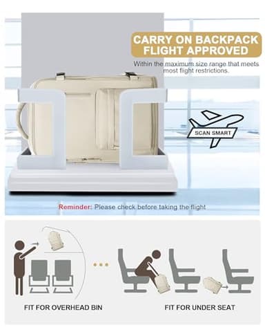 VGCUB Large Travel Work Business Backpack Carry on flight Approved 17 Inch Laptop Backpack for Women Men with Laptop Compartment Mochila de Viaje,Beige - Image 4