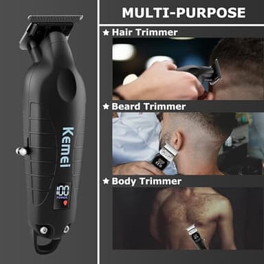 KEMEI 2293 Professional Hair/Beard Trimmer for Men Zero Gapped Hair Clippers for Barber with T Blade, Cordless Rechargeable - Image 6