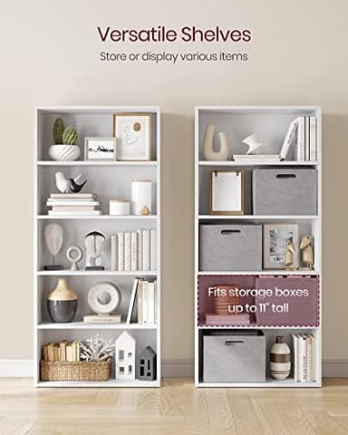 VASAGLE CUSTOS Collection - Bookshelf, 5-Tier Bookcase, Book Shelf, Open Storage Shelf, 9.4 x 23.6 x 52.8 Inches, for Living Room, Home Office, Dinning Room, Cloud White ULBC165T14 - Image 5