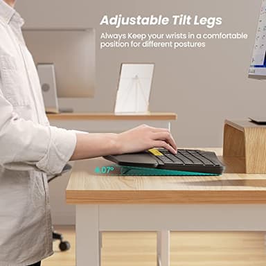 Nulea Wireless Ergonomic Keyboard, Split Keyboard with Wrist Rest, USB-C Charging, 7-Color Backlight, Natural Typing, Bluetooth and USB Connectivity, Compatible with Windows/Mac - Image 4