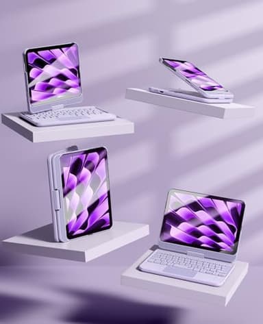GreenLaw Keyboard Case for iPad mini 7(2024) & Mini 6 (2021) 8.3", Smart Touchpad, 7 Color Backlit, Type-C Rechargeable, 360° Rotate Keyboard Case for iPad mini 7th/6th Generation, Purple - Image 7