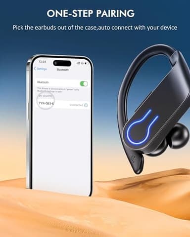 CoolJumper Wireless Bluetooth Earbuds 120H Playtime Bluetooth 5.3 Ear Buds for Sports, Hi-fi Stereo Earphones with LED Display Charging Case, Headphones for Running/Workout Audifonos inalambricos - Image 4