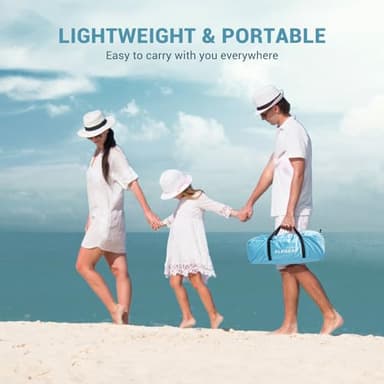 Elegear Beach Tent Sun Shelter with Canopy, 4-5 Person Pop Up Beach Tent, Easy Setup UPF 50+ UV Protection Portable Lightweight Double Silver Coating Beach Cabana Sun Shade Shelter - Sky Blue - Image 7