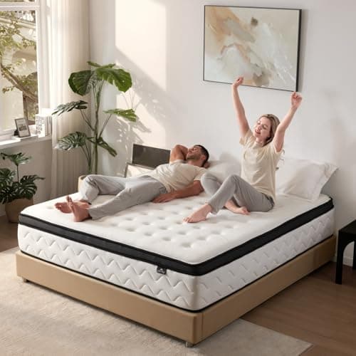 SNFPNE King Size Mattress 12 Inch - Medium Firm Hybrid Memory Foam Mattress with Individual Pocket Springs for Pressure Relief & Motion lsolation, CertiPUR-US Certified, Fiberglass-Free, 80" x 76" - Image 1