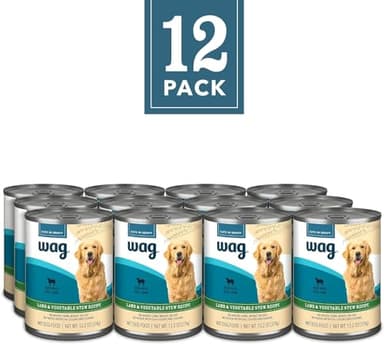 Amazon Brand - Wag Wet Dog Food Stew, Lamb & Vegetable Cuts in Gravy, Made with Natural Ingredients, 13.2 Ounce Cans (Pack of 12) - Image 2