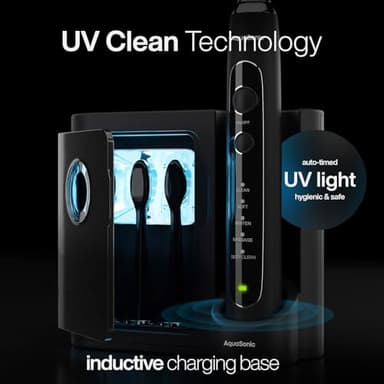 Aquasonic Black Series PRO UV – Ultra-Whitening Electric Toothbrush – 5 Modes & Smart Timers – UV Sanitizing Base, Premium Travel Case & 6 Proflex Brush Heads – ADA Accepted - Image 3
