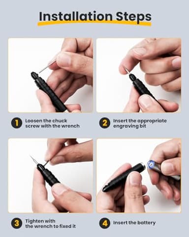 Tarlido Engraving Pen, USB Rechargeable Cordless Rotary Tools, Professional Mini Carving Machines Portable DIY Engraver Machine for Metal to Wooden, Glass, Jewelry-Black - Image 6