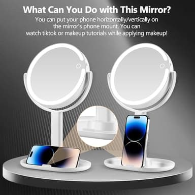 Makeup Mirror with Lights,20X Magnifying Mirror with Light and Touch Switch,Vanity Mirror with 3 Color Light and 80 LEDs,2-Sided Lighted Magnified Mirror 8.8 Inches - Image 7