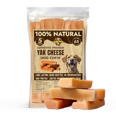 Tibetan Dog Chew Yak Cheese Sticks - Natural Handmade Treats for Large Dogs, Long-Lasting, Easy to Digest with No Additives, Rawhide, Grains, or Gluten, Perfect for Aggressive Chewers, 5 Chews - Image 1
