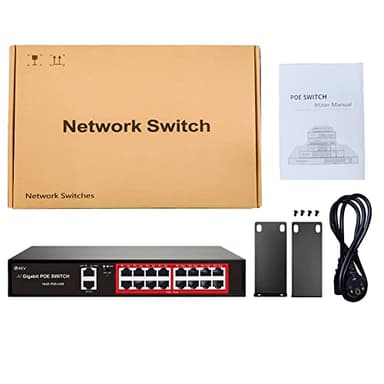 STEAMEMO 16 Port Gigabit PoE Switch, Smart Managed Gigabit Ethernet Switch, 16 PoE+ Ports@240W, Plug and Play, Vlan, Fanless, Desktop or Rackmount, Overload Protection w/ Port - Image 9