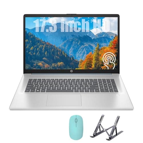 HP 17 Laptop, Intel Celeron N4120 Processor, 17.3’’ HD+ Touchscreen Display, 16GB RAM,1TB SSD, Intel UHD Graphics, Backlit Keyboard, Windows 11 Home, Fatcayes Accessory, Moonlight Blue (Renewed) - Image 1