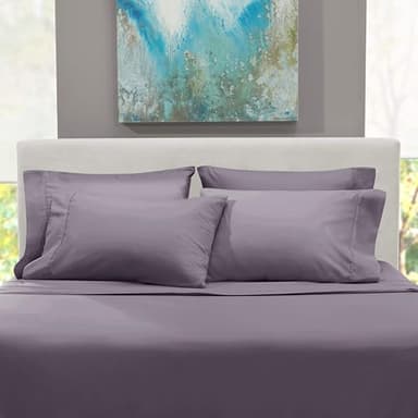Hearth & Harbor Bed Sheets, Luxury Soft 6 Piece Bed Sheet Set Extra Deep Pocket Fitted Sheets Fits Mattress up to 21", Double Brushed Bedding Sheets & Pillowcases, Queen, Prpulish Gray - Image 7