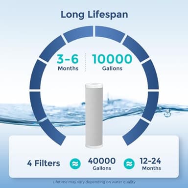 Fil-Fresh 5 Micron 2.5"x10" CTO Carbon Water Filter Replacements, Whole House Water Filters for iSpring FC15, Pentek EP-10, Whirlpool WHKF-WHWC, 4 Pack - Image 6