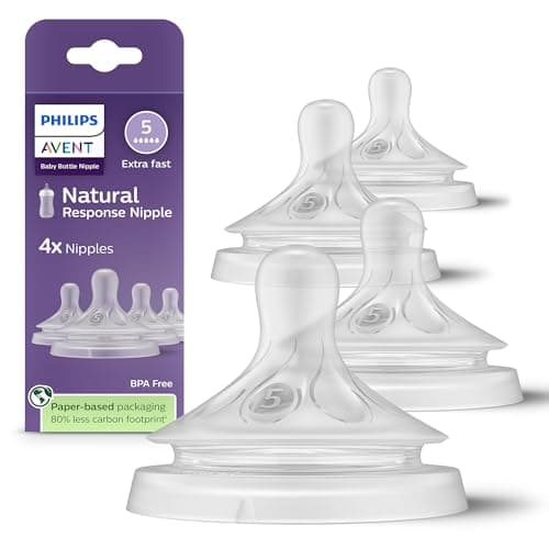Philips Avent Natural Response Nipples, Extra Fast Flow (Flow 5), 4-Pack, SCY965/44 - Image 1