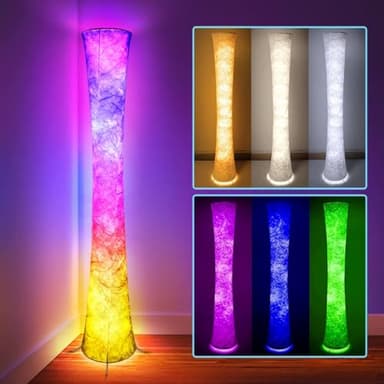 dotanddot Floor Lamp, RGB Color Changing, Smart Control Music Sync with Fabric Shade, Standing Lamp for Living Room Bedroom Game Room, 62 inch - Image 2