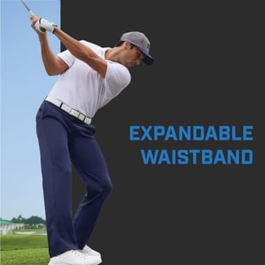 PGA TOUR Men's Flat Front Golf Pant with Expandable Waistband, Caviar, 34W x 30L - Image 3