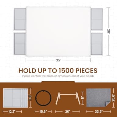 ropoda 1500 Pieces 35"x26" Double-Sided Rotating Plastic Puzzle Board with Drawers and Cover, Portable Jigsaw Puzzle Board,Tilting Puzzle Board,Lazy Susan Spinning Puzzle Boards,Puzzle Table(Grey) - Image 6