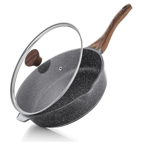 SENSARTE Nonstick Deep Frying Pan Skillet, 12-inch Saute Pan with Lid, Stay-cool Handle, Chef Pan Healthy Stone Cookware Cooking Pan, Induction Compatible, PFOA Free - Image 1