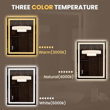 LOAAO 27.6"x35.4" LED Mirror for Bathroom, Lighted Bathroom Mirror with Lights, Anti-Fog, Dimmable, Memory Function, Easy to Install, Clear Reflection - Image 6