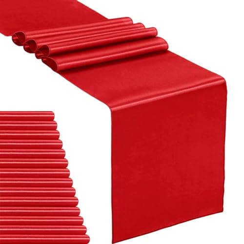 15-Pack Satin Table Runner Red 12 x 108 inches Long, Table Runners for Wedding, Birthday Parties, Banquets Decorations(15 Pack, 12x108 Inch, Red) - Image 1