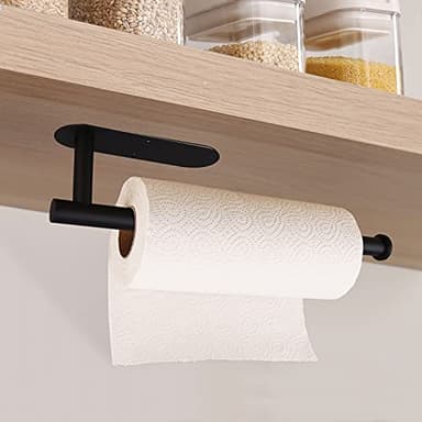 Paper Towel Holders-Blcak,Paper Towels Rolls - for Kitchen,Paper Bulk- Self-Adhesive Under Cabinet,Both Available in Adhesive and Screws,Stainless Steel - Image 2