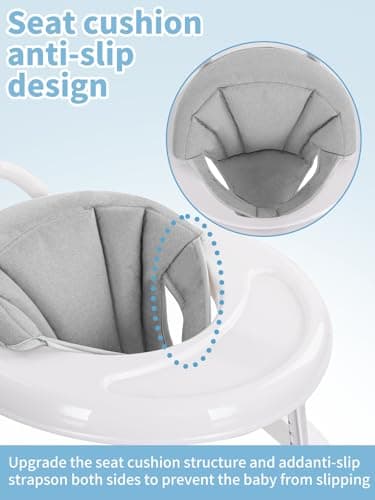 Baby Walker with Wheels: Adjustable Height & Foldable Design, Mute Wheels & Anti-Rollover Feature, Includes Footrest, Perfect for Boys & Girls 6-18 Months - Image 4