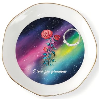 HOME SMILE Mother's Day Gifts for Nana From Grandkids Unique - I Love You Grandma Jewelry Ring Dish Tray with Dynamic Pattern Shifts for Grandmother - Image 2