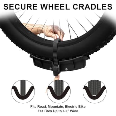 WEIZE 2 E Bike Rack Hitch Mounted, Wobble Free Smart Tilting Folding 2 Bicycle Electric Bike Racks with Lock, 2" Hitch Fits Up to 160 lbs Capacity with Up to 5.5" Fat Tires for Car, SUV, Trucks - Image 6