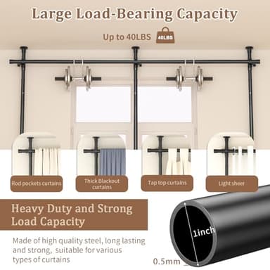Room Divider No Drilling Curtain Rod Wall Divider for Room Separation, 4-10ft(H) 28-114inch(W) Adjustable, Heavy Duty Partition Space Separator Freestanding Tension Curtain Stand - Image 6