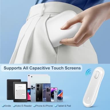 ODPOP Page Turner for Kindle Paperwhite, Remote Control Page Turner with Charging Case for Kindle iPad iPhone, Wireless Clicker for Reading in Bed (White) - Image 3