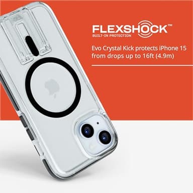 Tech21 Evo Crystal Kick case for iPhone 15 Plus - Compatible with MagSafe - Impact Protection Case - Clear/Black - Image 4