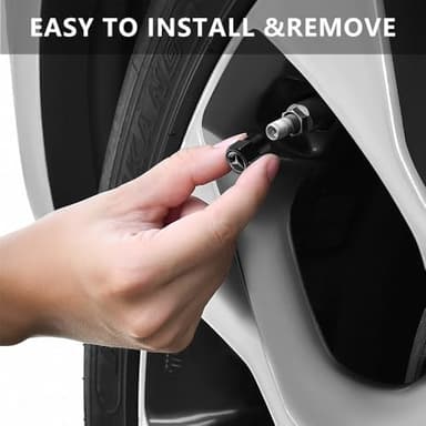 Tire Valve Stem Caps for Mercedes Benz Tire Valve Caps Car Air Cover Metal Accessories 4 Pcs Black - Image 3