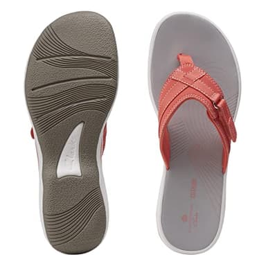 Clarks Women's Breeze Sea Flip-Flop, Bright Coral Synthetic, 7 - Image 8