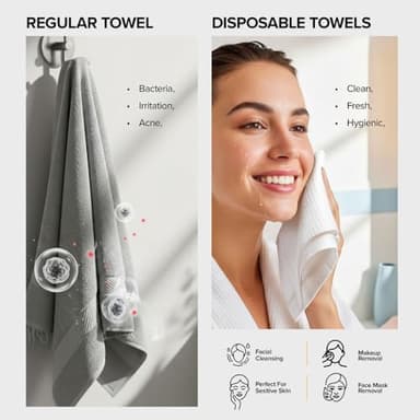 Face Towels - Ultra Soft and Thick Disposable Face Towelettes for Women - Biodegradable Facial Towels for Sensitive Skin - Face Cleansing, Makeup Removal, 10x12 Extra Large - 50 Pack - Image 3