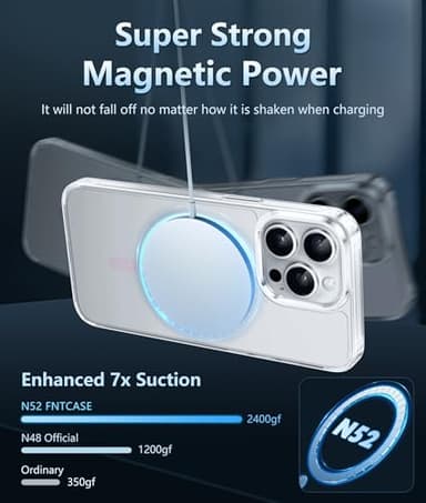 FNTCASE for iPhone 13 Pro Case: Magnetic Anti-Yellowing Slim Clear Phone Case | Military Grade Protective & Shockproof Drop Protection Thin Transparent Cover (F-Hot Pink) - Image 3