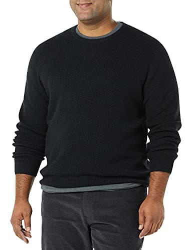 Amazon Essentials Men's Long-Sleeve Soft Touch Waffle Stitch Crewneck Sweater, Black, Medium - Image 1
