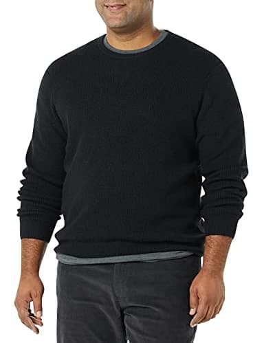 Amazon Essentials Men's Long-Sleeve Soft Touch Waffle Stitch Crewneck Sweater, Black, Medium - Image 1