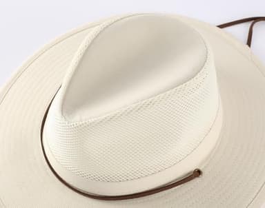 Home Prefer Cotton Wide Brim Fedora Sun Hats for Men Women UPF 50+ Sun Protection Cap for Summer Outdoor Beige 7 1/2 - Image 7