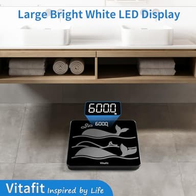 Vitafit Amazing 600lb Smart Bathroom Scale for Body Weight in 0.1lb, High Accuracy Assured by Scale Professional Factory Since 2001, Large Platform with 8mm Non-Slip Tempered Glass, LED, 3*AAA, Black - Image 6