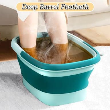 WMHYLYH Collapsible Foot Spa Bath Massager for Dry Cracked Feet, Feet Soaking Tub with Massage Acupoint, Pedicure Foot Soak Basin Plastic Bucket with Handle(Green) - Image 2