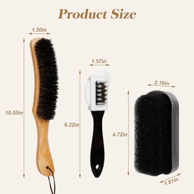 3 Pcs Felt Cowboy Hat Brush Kit - Cowboy Hat Brush Set with Cleaning Sponge & 4-Way Suede/Nubuck Brush for Hat, Jackets, Coats, Shoes & Furniture - Image 2