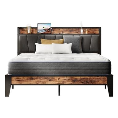 LIKIMIO Full XL Bed Frame, Storage Headboard with Charging Station, Solid and Stable, Noise Free, No Box Spring Needed, Easy Assembly - Image 9