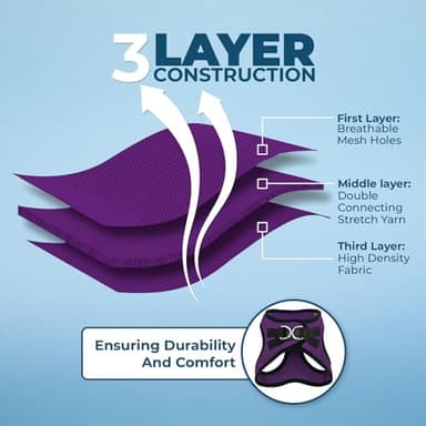 Best Pet Supplies Voyager Step-in Air Harness - All Weather Mesh, Reflective, No Pull Harness for Dogs, Cats - Secure with Hook & Loop Fastener, Buckle, Double D-Rings - Purple/Black Trim, XXXS - Image 5