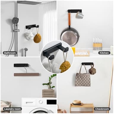 YACVCL 4-Piece Matte Black Bathroom Hardware Accessories Set, Bath Towel Bar Set SUS304 Stainless Steel, Round Towel Racks for Bathroom Wall Mounted - Image 5