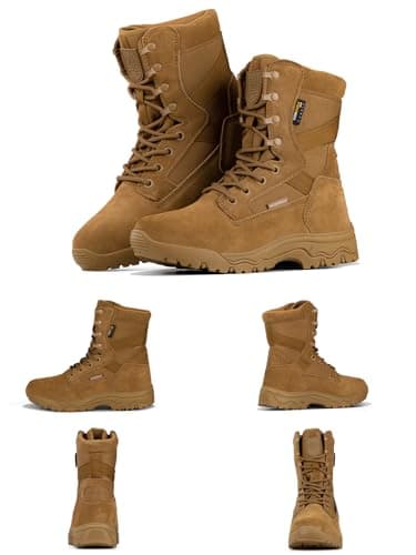 FREE SOLDIER Men's Tactical Boots 8 Inches Lightweight Combat Boot Durable Suede Leather Military Work Boots Desert Boot(Brown-waterproof,7) - Image 7