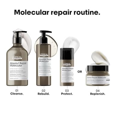L'Oréal Professionnel Paris Absolut Repair Molecular Hair Mask - Repairs Damage & Restores Strength For Extremely Dry Damaged Hair, Extra Detangling & Hydration, Peptides Bonder - Image 6