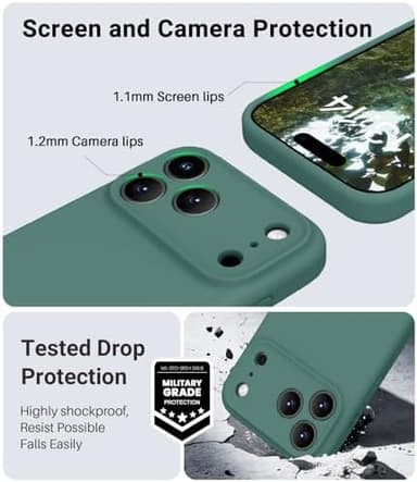 OTOFLY Magnetic for iPhone 17 Pro Case,Compatible with Magsafe,Classic Liquid Silicone Mobile Phone Case,Integrated Camera Control Button,Anti-Scratch Microfiber Lining, Pine Green - Image 5