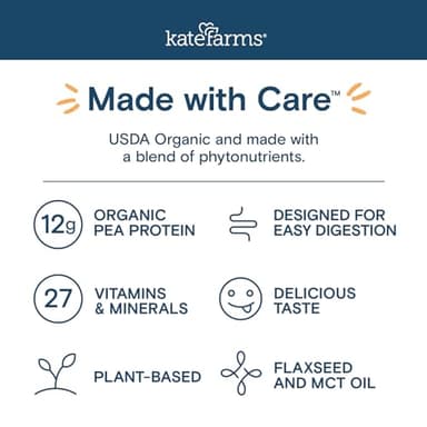 KATE FARMS Organic Pediatric 1.2 High Calorie Chocolate Nutrition Shake, 12g Protein, 27 Vitamins and Minerals, Meal Replacement, 8.45 oz (6 pack) - Image 8