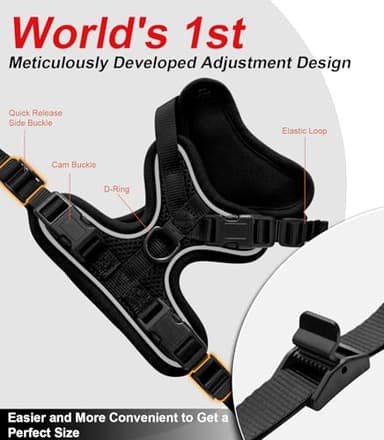 Cat Harness and Leash for Walking Escape Proof Soft Adjustable Cat Leash Breathable Comfortable Vest Easy to Wear Kitten Harness for Outdoor Travel Black M - Image 5