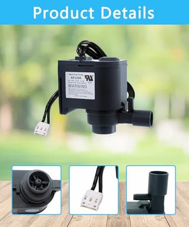 AP1200 AC120V Ice Maker Water Pump Fits for HZB-30F,HZB-38F,HZB-32,HZB-45,HZB-65,HZB-90,HZB-120,HZB-160 Ice Maker,Commercial Large Flow Water Pump,60Hz 0.13A, Hmax: 0.8m - Image 2